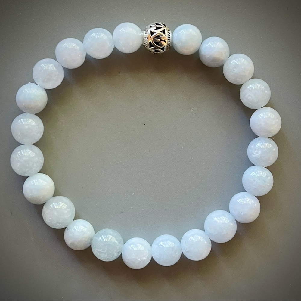 Soft Blue Aquamarine Handcrafted Bead Bracelet